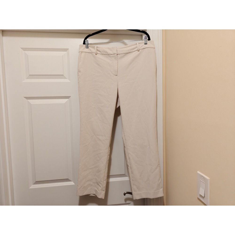 Ann Taylor Factory Womens 14 Cream Straight Leg Dress Pants Career Beige 865390